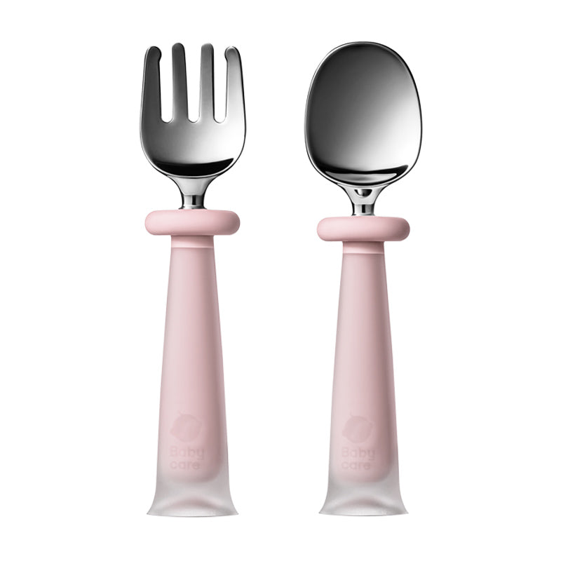 Bc Babycare Spoon & Fork Set (Stainless Steel & Silicone)